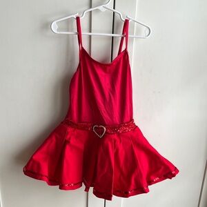 Weissman Red Kids Dance Costume with Heart Belt